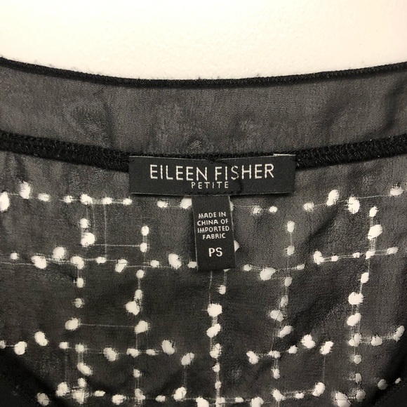 Eileen Fisher PS Black Laser Cut Cap Sleeve Top - Picture 4 of 6